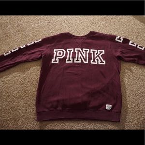 PINK maroon crew-neck